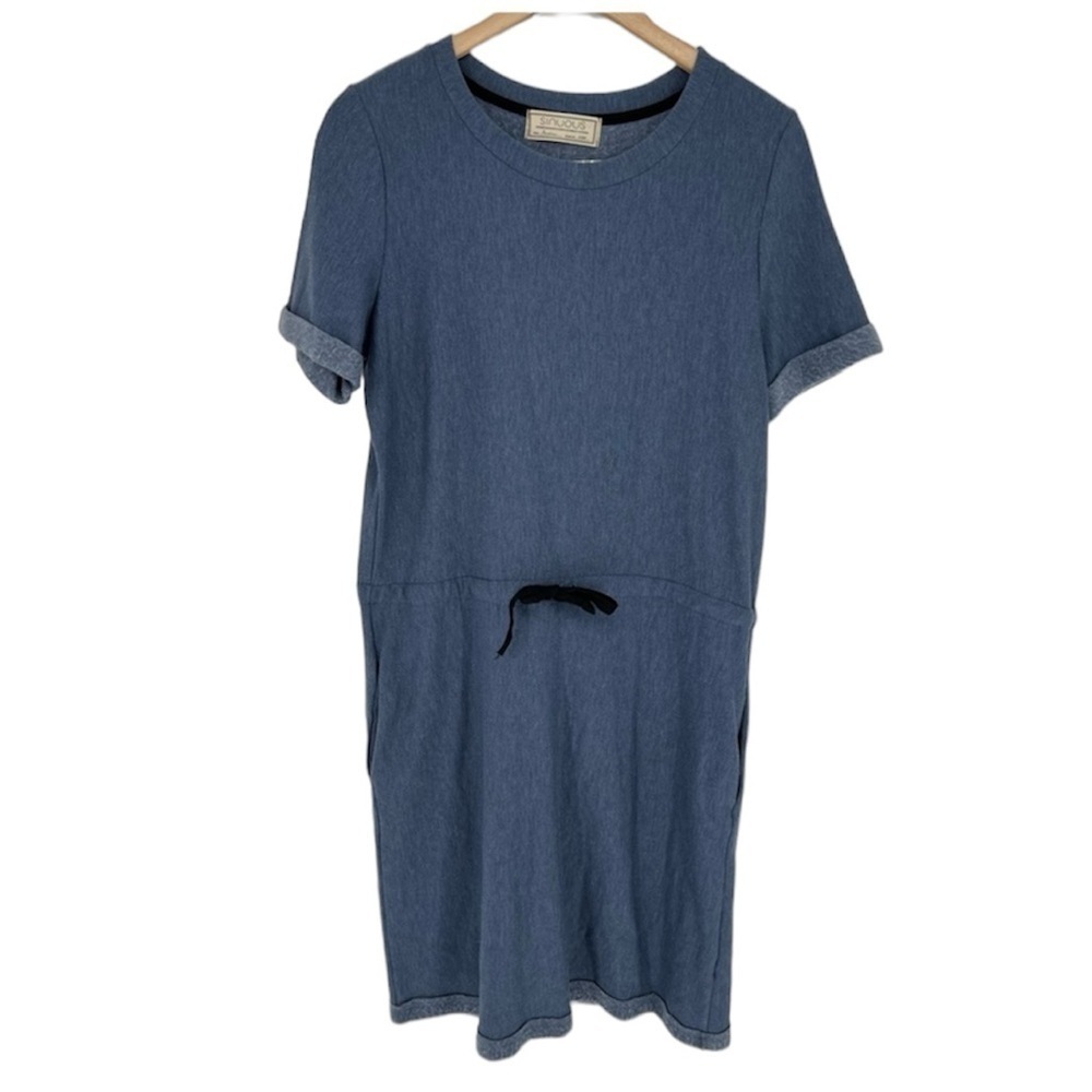 Sinuous Blue Tie Waist Tshirt Dress